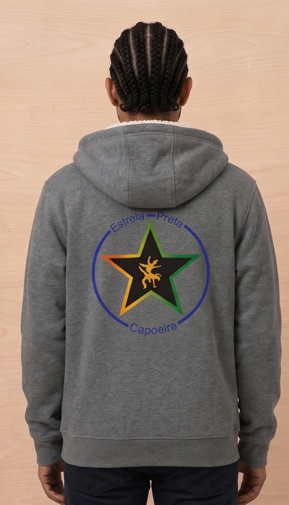 Grey Sherpa-Lined Full-Zip Hoodie rear