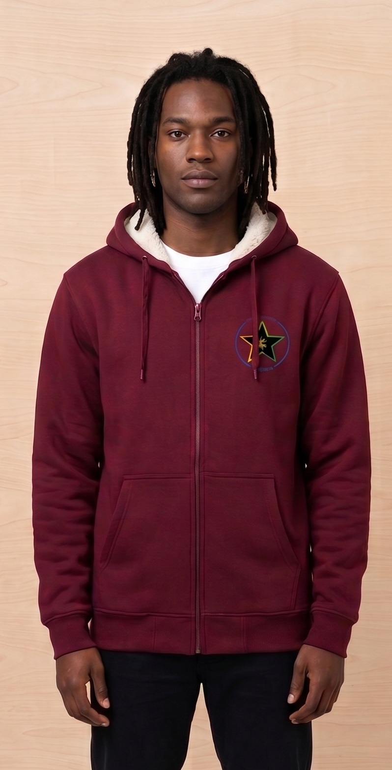 Red Sherpa-Lined Full-Zip Hoodie front