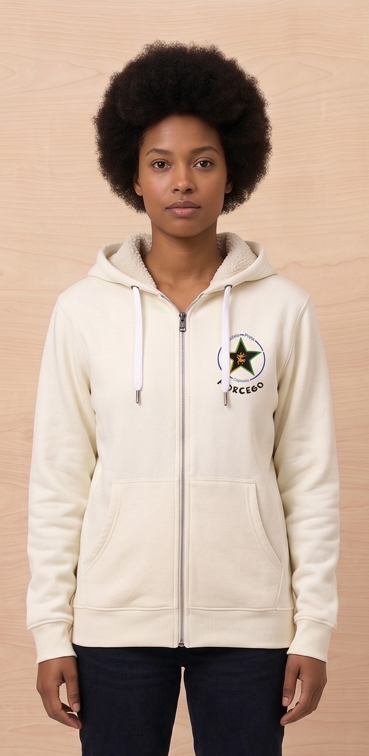 White Sherpa-Lined Full-Zip Hoodie front